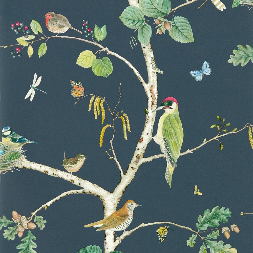 Woodland Chorus Wallpaper 217231 by Sanderson in Charcoal Grey